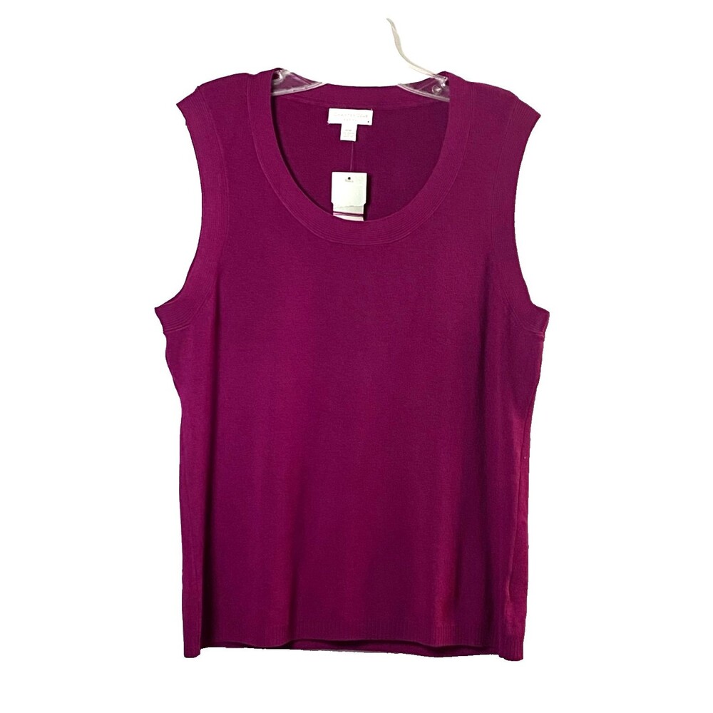 Charter Club Sleeveless Sweater Size Petite Medium Dark Magenta Soft NWOT